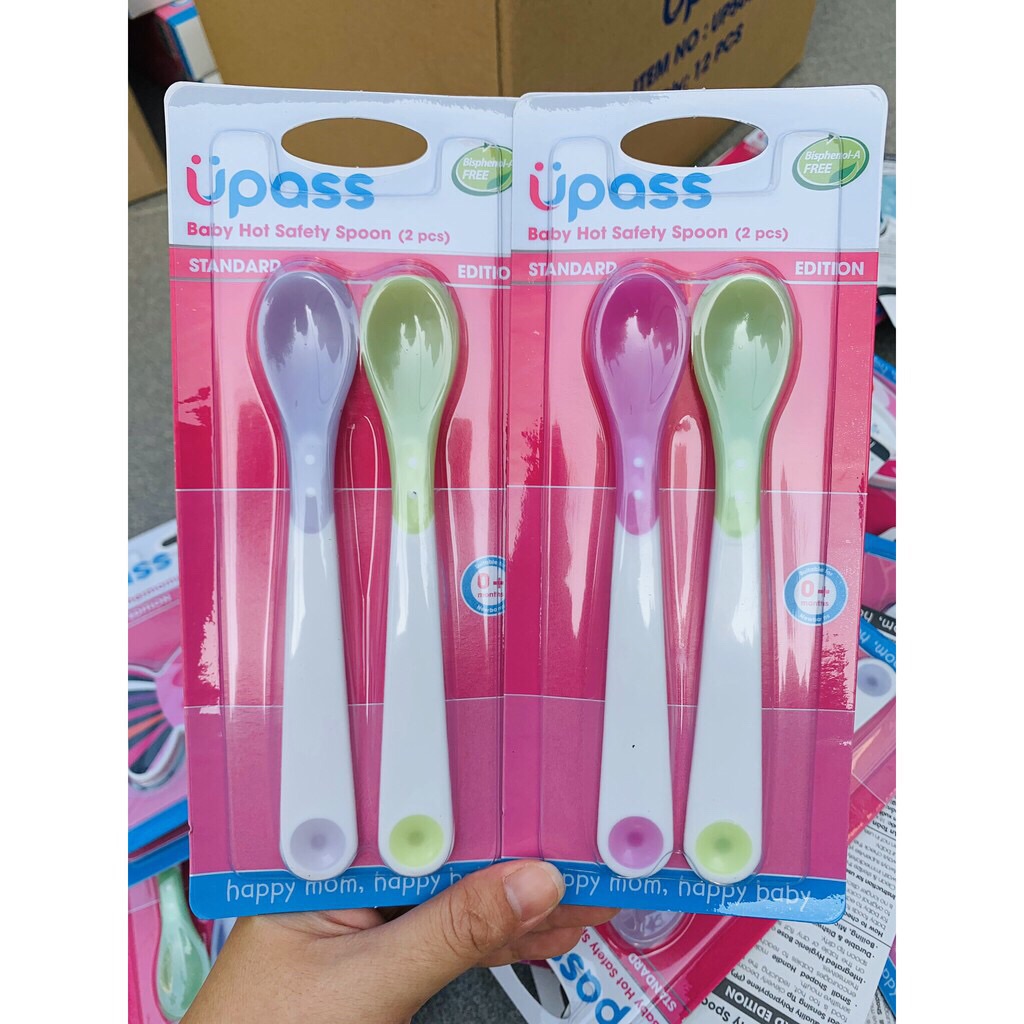 Vỉ 02 thìa ăn dặm an toàn nhiệt cho bé Upass UP3054N (Made in Thailand)