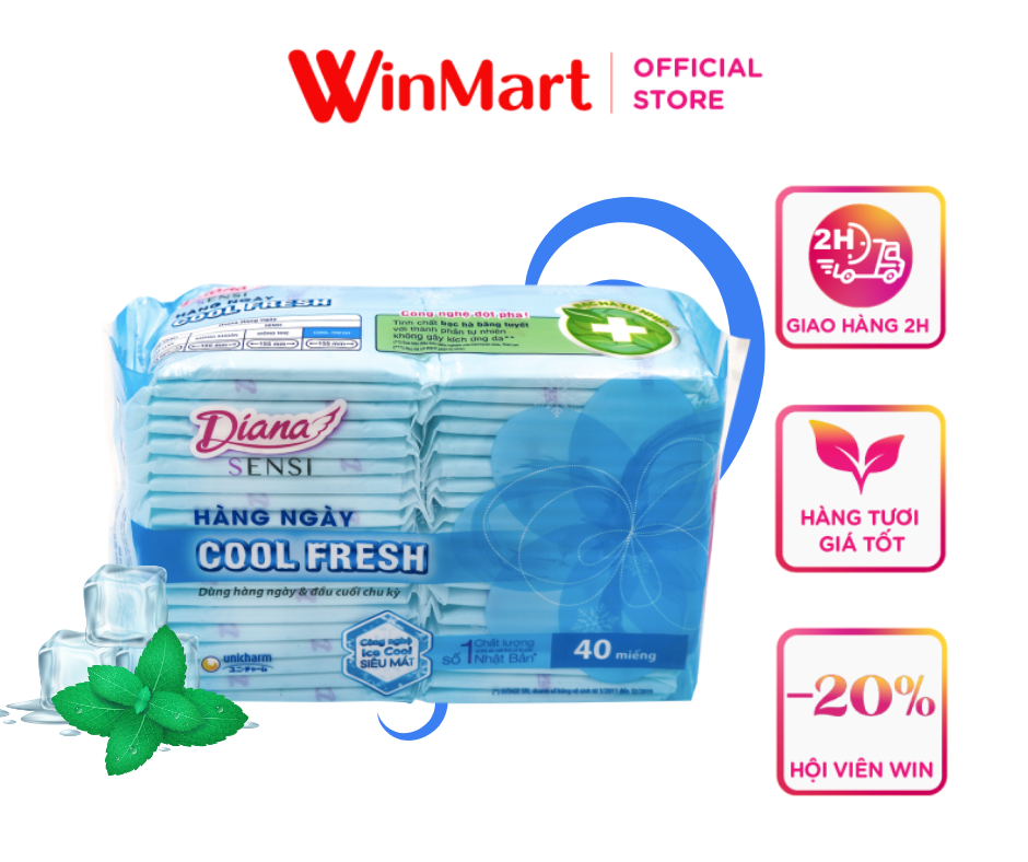 Siêu thị WinMart - Băng vệ sinh hàng ngày Diana Sensi Cool gói 40 miếng