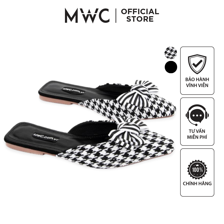 Sục nữ thời trang mwc sục đế bệt mũi nhọn đính nơ siêu xinh nude- 8100
