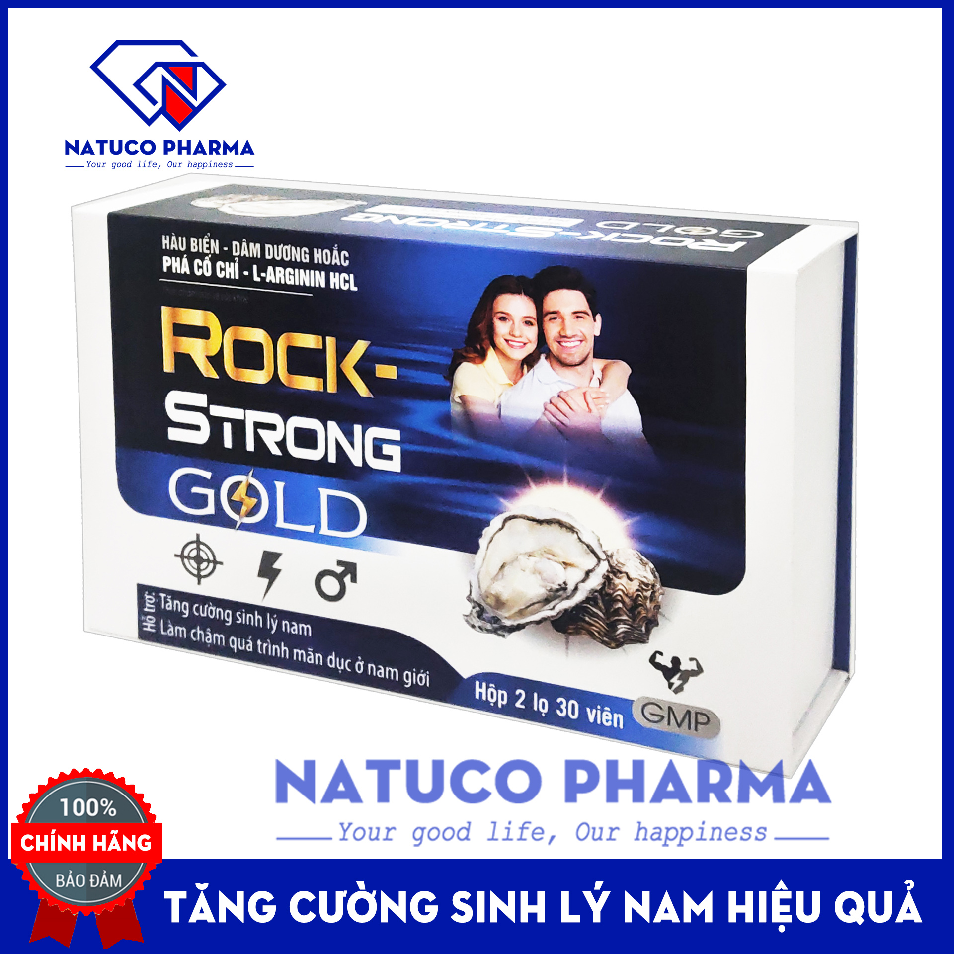 Viên uống tăng cường sinh lý nam từ hàu biển ROCK - STRONG GOLD - Luxyry - Hộp 2 lo 30 viên - giúp tăng cường sinh lý, bổ thận tráng dương, mạnh gân cốt, giảm tiểu đêm thành phần hàu biển dâm dương hoắc nhân sâm, tỏa dương