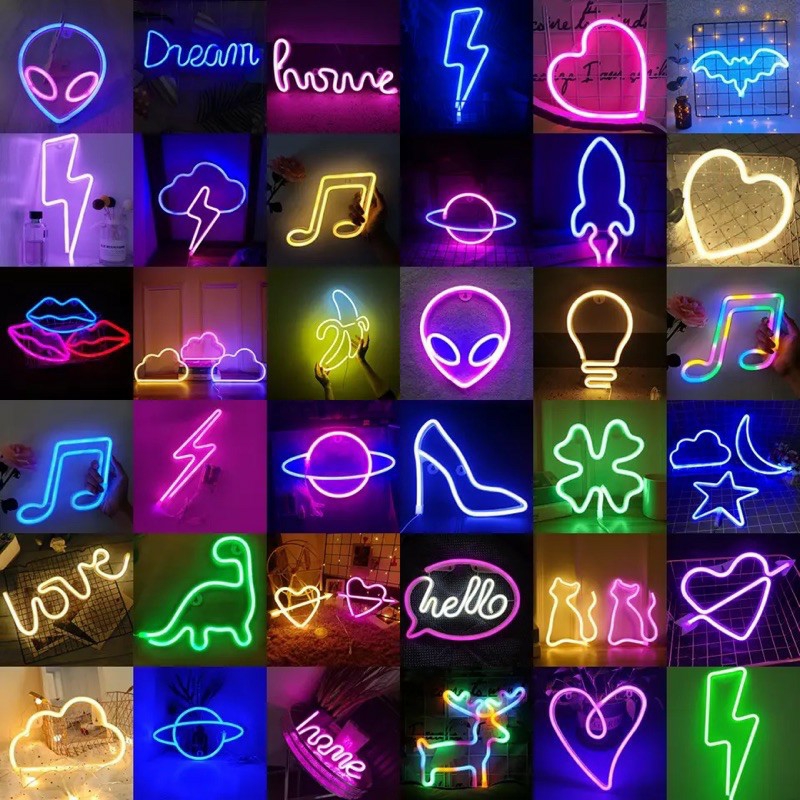 Đèn led neon trang trí phòng ngủ - đa dạng mẫu vũ trụ chữ home chữ love