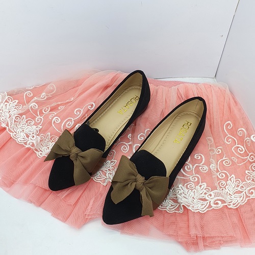 Giày búp bê nữ phối nơ siêu xinh, hài nữ nỉ nhung êm chân, dễ phối đồ