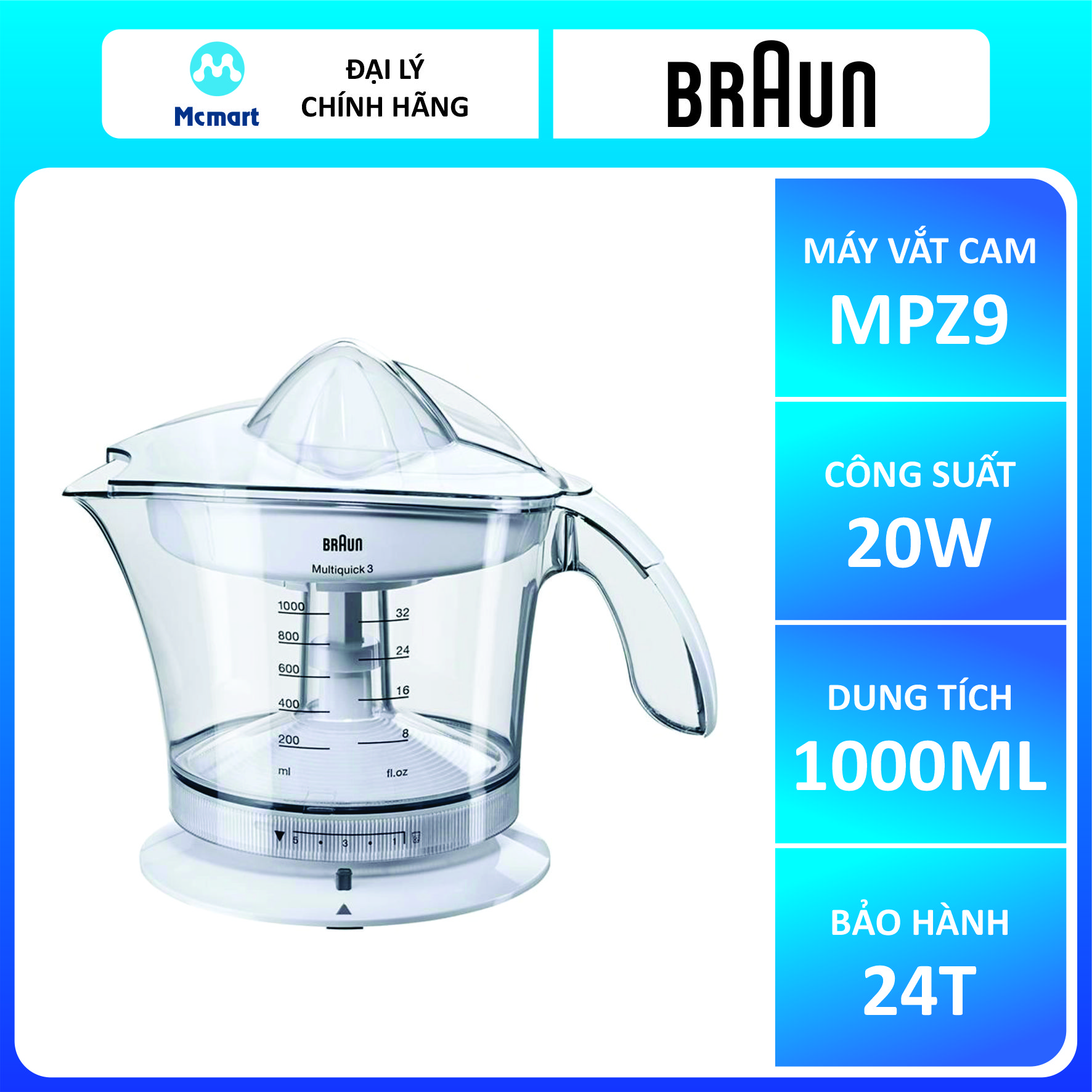 Máy vắt cam Braun MPZ9 - Hàng chính hãng bảo hành 24 tháng toàn quốc
