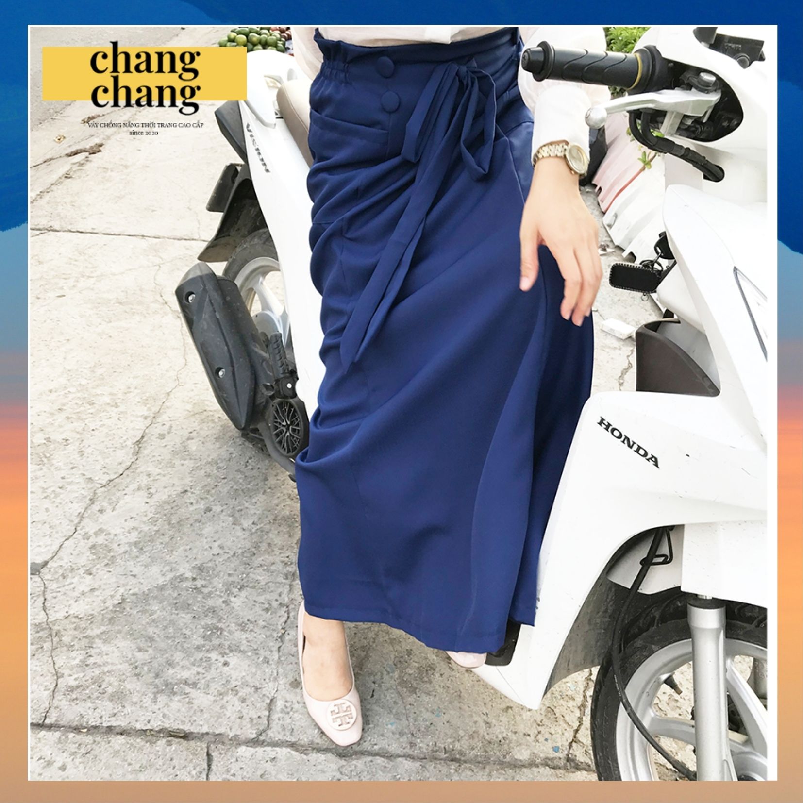 Váy che nắng cài nút váy chống nắng thời trang cao cấp | chang chang