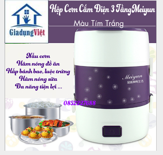 Hộp cơm cắm điện inox 3 tầng 1.6l - bh 12 tháng