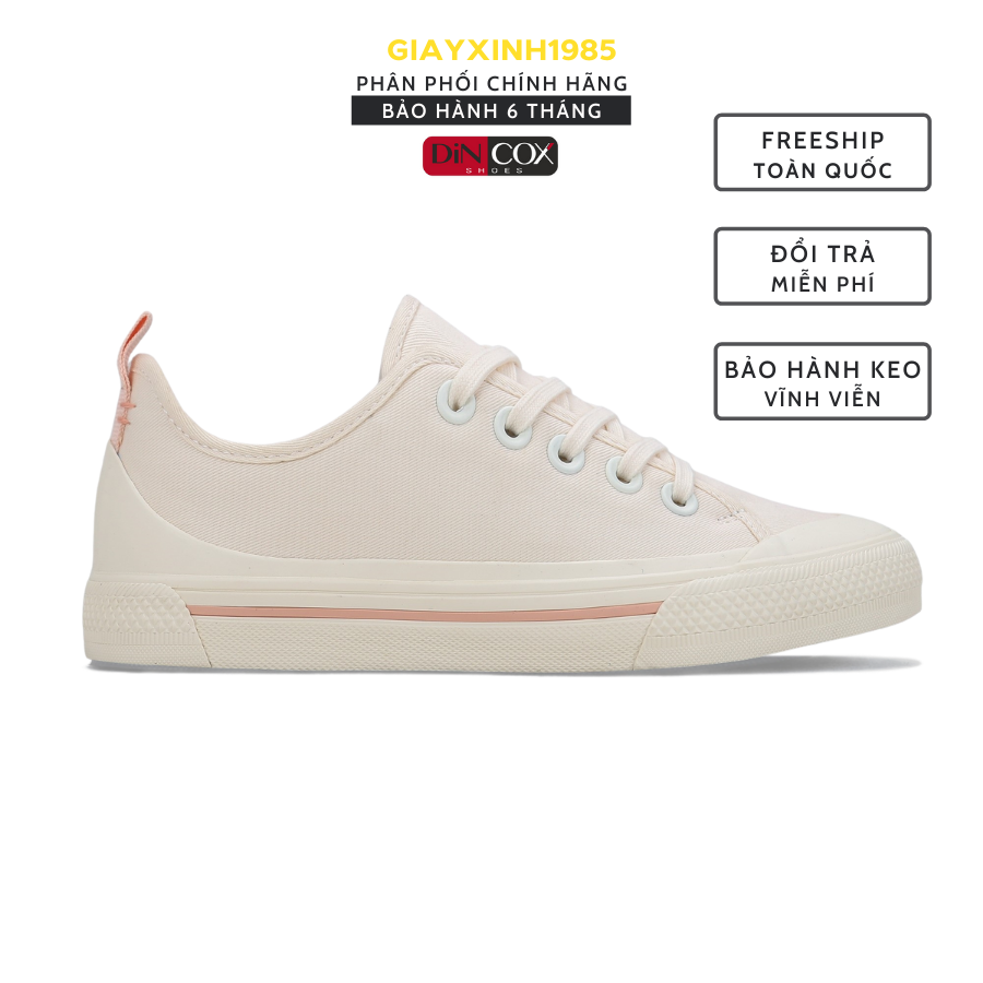Giày thể thao Nữ chính hãng DINCOX Shoes - C20 Off White, Chất Vải Canvas nhập khẩu mềm êm, ôm chân, thoáng khí, lớp lót cotton, đế cao su lưu hóa mềm, mẫu hottrend 2021, phù hợp đi làm, đi chơi du lịch đều được - Giayxinh1985