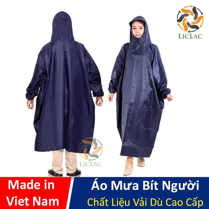 Áo Mưa Bít Kín 1m4 chất liệu Vải Dù Cao Cấp chống thấm, kích thước to giúp che kín toàn thân dễ dàng điều khiển khi đi xe - LICLAC