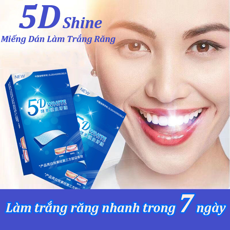Miếng dán trắng răng 5D Teeth Whitening Set 7 gói miếng dán trắng răng Miếng dán làm trắng răng 3D White miếng dán trắng răng oral giúp làm trắng nhanh chóng, tiện lợi ngay tại nhà ít ê buốt, hạn chế bào mòn răng