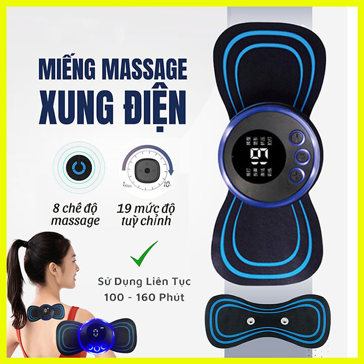 Miếng Dán Massage Xung điện Cổ Vai Gáy Chính Hãng, Miếng Dán Massage Toàn Thân, Máy Massage Mini Thư Giãn, Máy Mát Xa Lưng Cổ Vai Gáy, Phù Hợp Với Mọi Lứa Tuổi