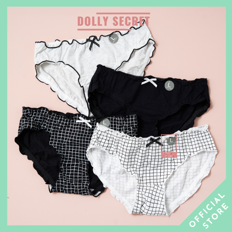 Quần lót nữ cotton viền sóng nâng mông đính nơ dễ thương VERA DOLLY SECRET QL028-Kháng Khuẩn, Mềm Mại, Thoáng Khí, Chống Đổ Lông, Quần Sịp Nữ, Quần Chíp Nữ, Quần Xì Nữ