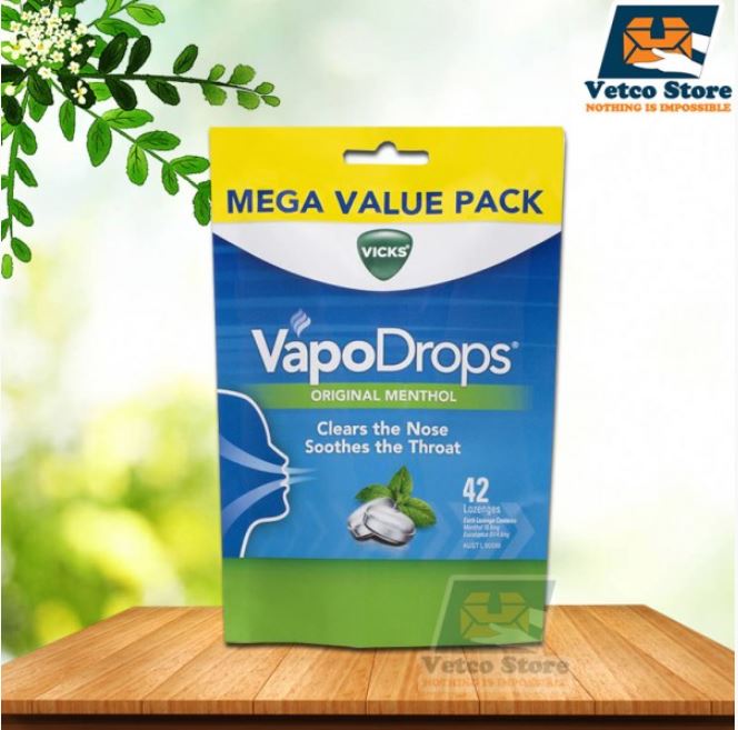 Kẹo Ngậm Vicks VapoDrops Original Menthol 42 Viên