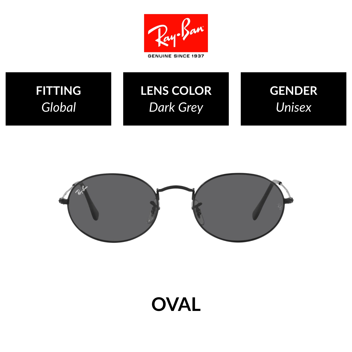Mắt kính ray-ban oval - rb3547 002/b1 - kính mát size 54