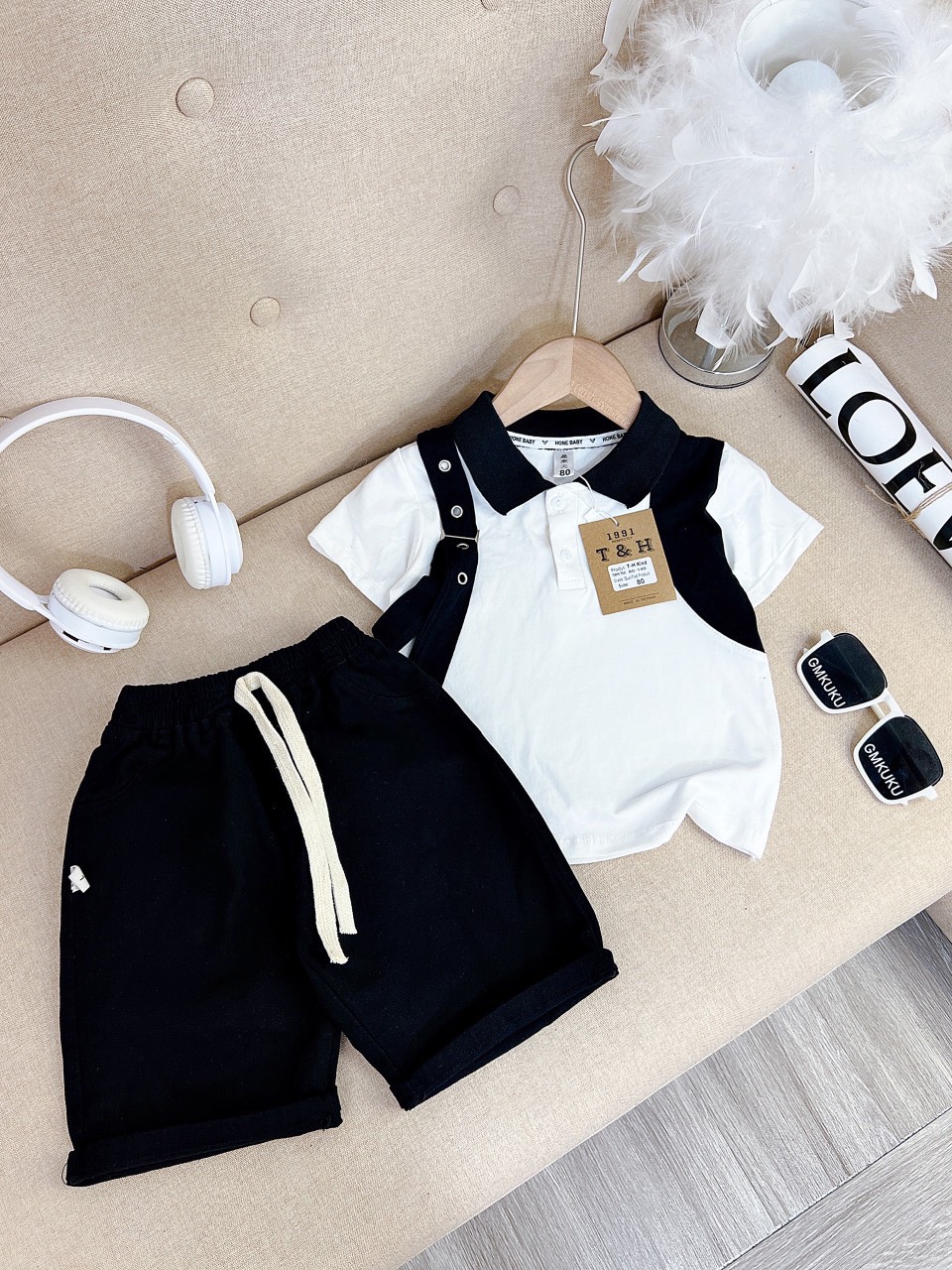 Sét áo polo bé trai bé gái 10-25kg, Bộ cộc tay kèm quần lửng cho bé, đồ bé trai hàn quốc