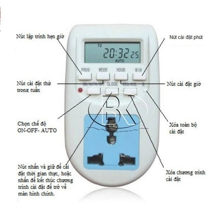 Ổ cắm hẹn giờ điện tử AL-06 16 lần tắt mở