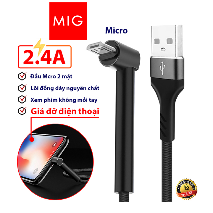 Cáp sạc giá đỡ sạc nhanh 2.4A,dây sạc dù chống đứt, dài 1 mét, phù hợp các dòng ANDROID