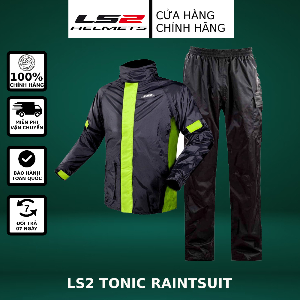 Áo mưa bộ ls2 tonic - màu đen xanh