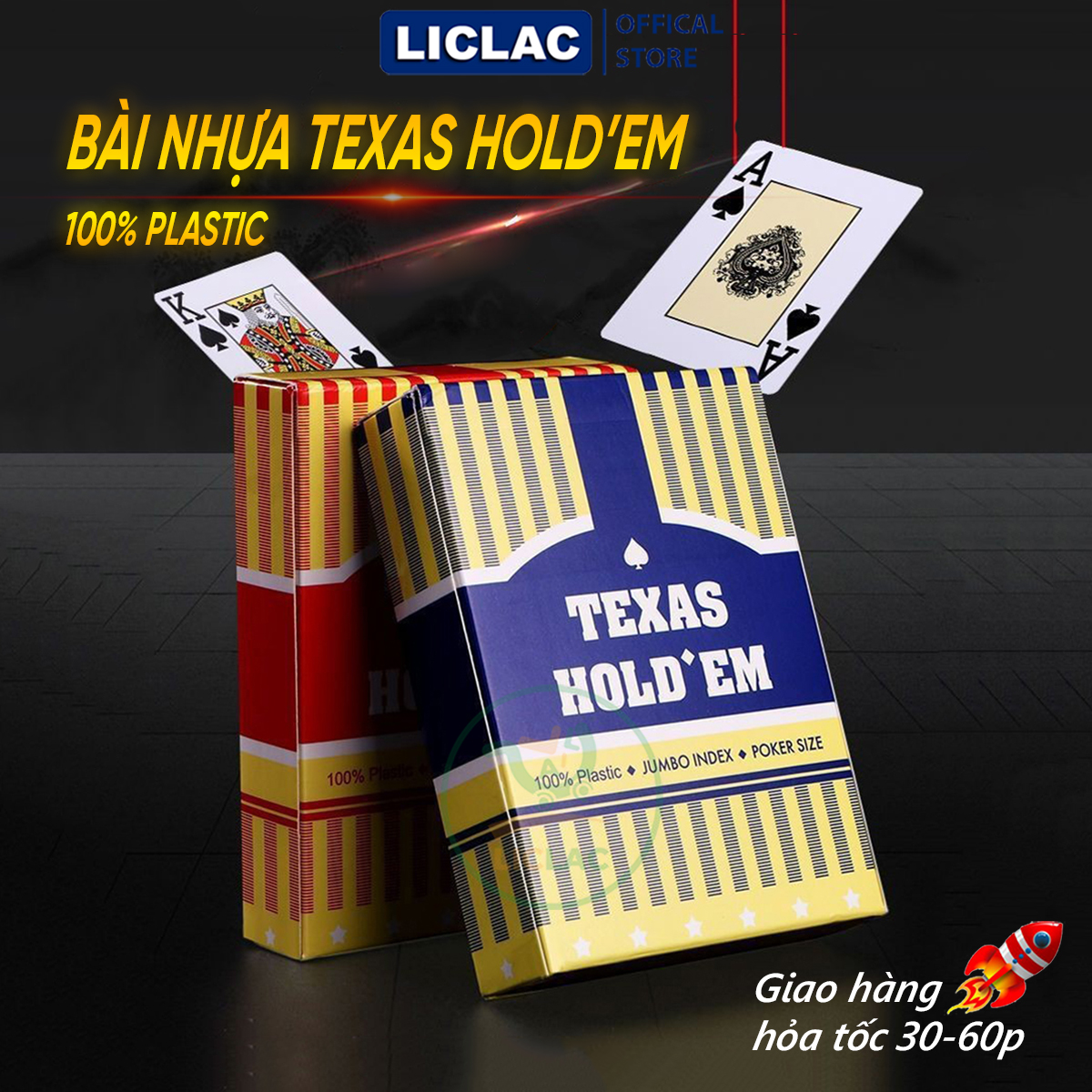 Bộ bài tây Texas Holdem 100% plastic chống nước chống gập - Bài Poker Nhựa PVC Cao Cấp siêu bền