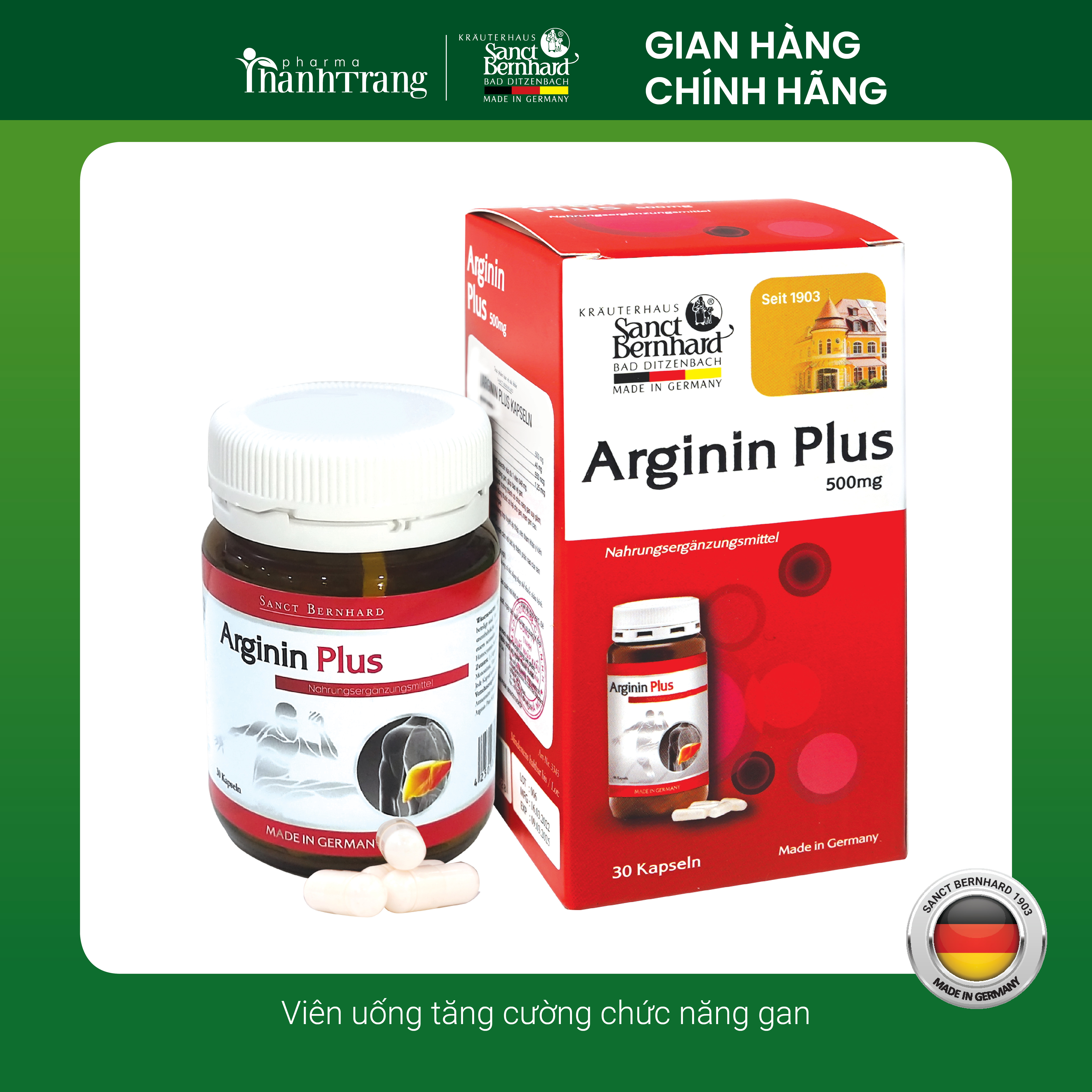 Viên uống tăng cường chức năng gan Arginin Sanct Bernhard 30 viên, 60 viên