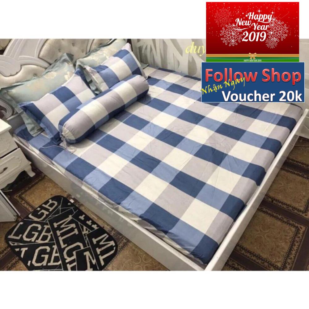 Bộ ga gối poly cotton caro m6/m8