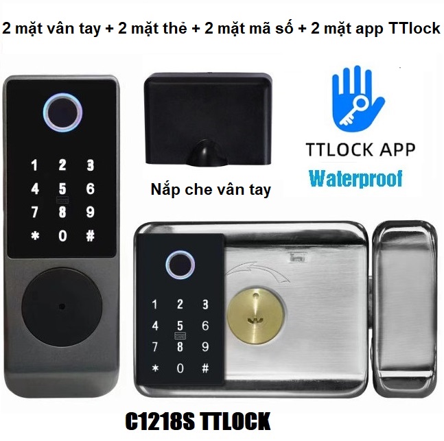 Khoá cổng 2 mặt: 2 Vân tay +2 mã số +2 thẻ từ + chìa cơ và 2 App TTlock riêng biệt chuyên cho cửa sắt