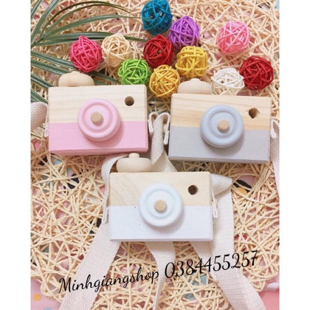 Phụ kiện chụp ảnh sản phẩm/Đồ chơi cho bé- Máy ảnh bằng gỗ siêu đáng yêu