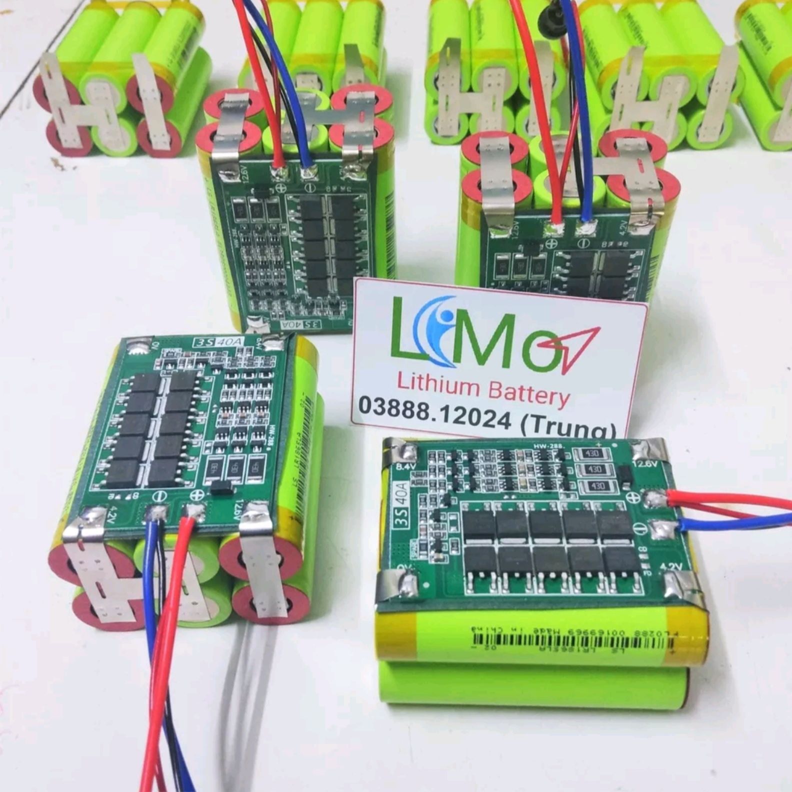 Khối pin 3S 12,6v - 5Ah xả 40A. Được đóng từ 6 cell pin Lithium Li-on 18650 LS + Mạch bảo vệ 3S 12.6V 40A Cân bằng - Limo