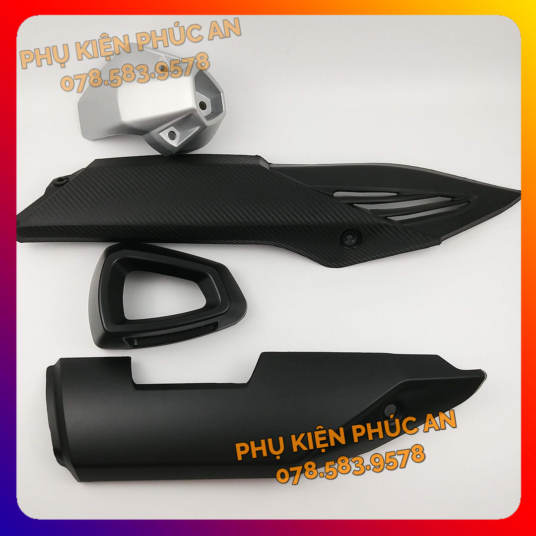 Ốp che ống pô xe Winner WinnerX 150 v1 v2 - pát bô cách nhiệt ống xả Winner X đen nhám ver1 ver2