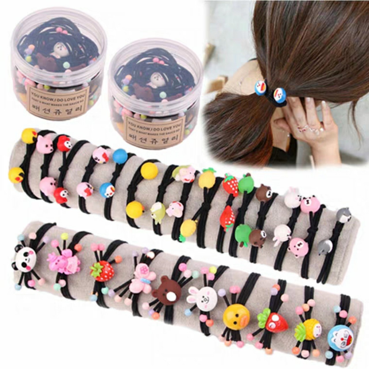 [HCM]HỘP 12 CÁI ĐỒ CỘT TÓC TRÁI CÂY+THÚ CƯNG CHO BẠN GÁI SIÊU ÊM TÓC