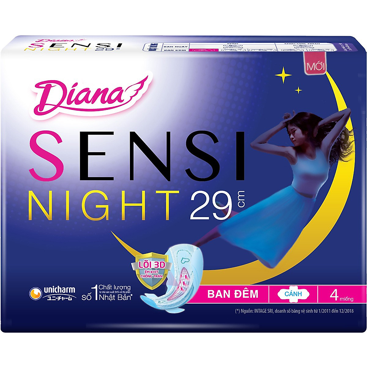 { SIÊU KHUYẾN MÃI} COMBO 6 GÓI BVS DIANA SENSI NIGHT 29CM ( MẶT BÔNG )