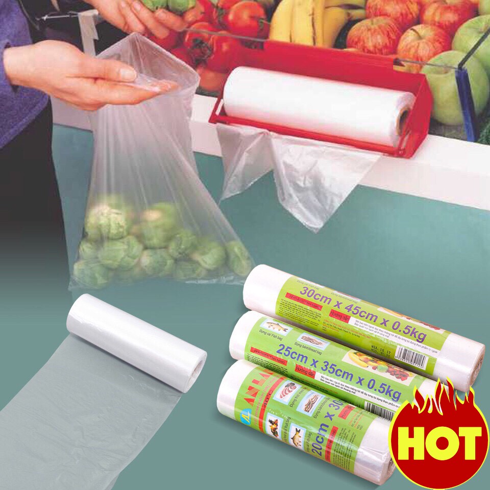 Túi đựng thực phẩm sinh học an lành cuộn túi bóng, cuộn 150 túi đựng thực phẩm hàng loại đủ trong tủ lạnh an lànhđựng thức ăn tủ lạnh bảo quản sạch sẽ