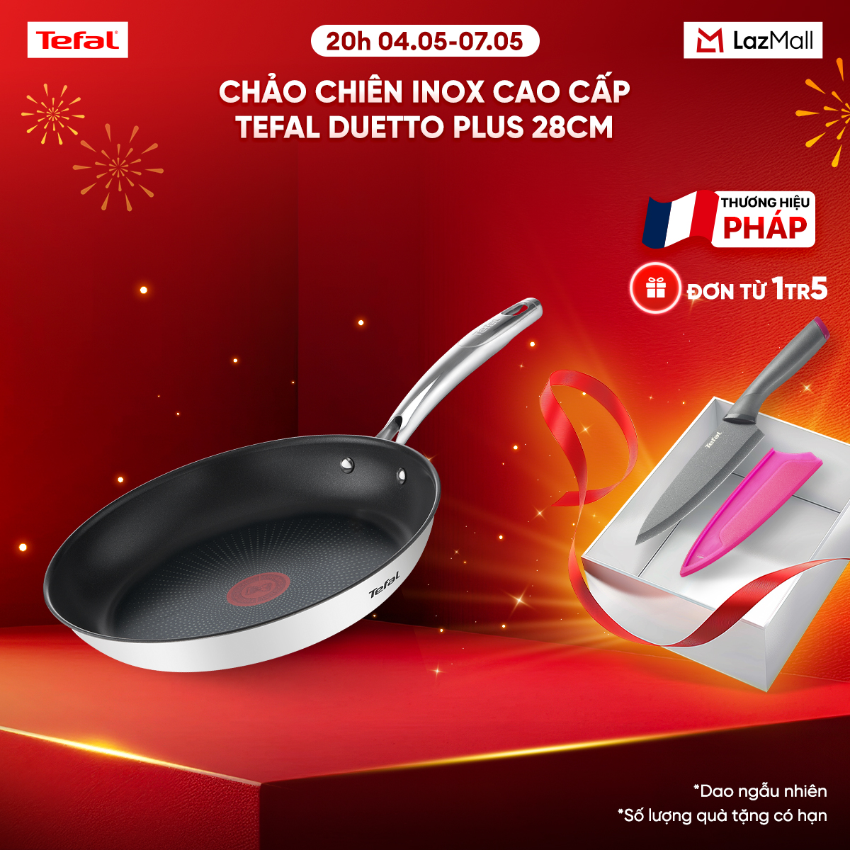 Chảo chiên Inox 18/10 cao cấp Tefal Duetto Plus 28cm
