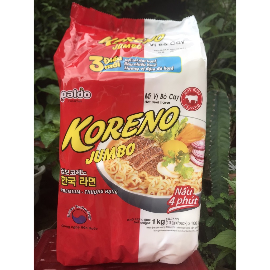 Hot sale mì hàn quốc koreno jumbo vị bò cay vị nấm vị kim chi vị gà vị tôm