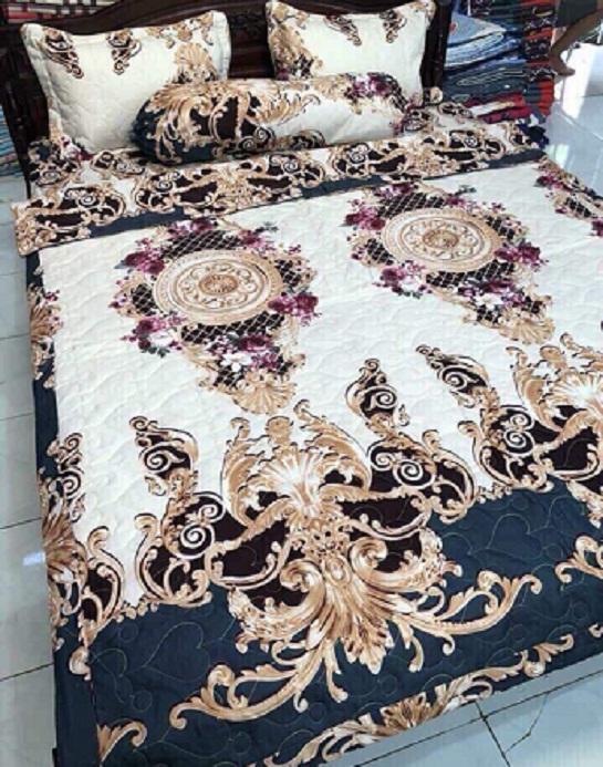 Trọn bộ 5 món chăn ga gối phủ chần bông mẫu hoàng gia