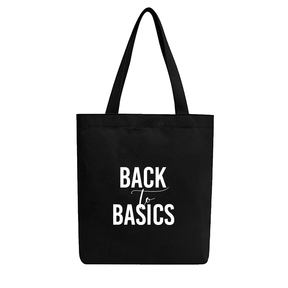 Túi Tote Vải Canvas Ginko kiểu basic có dây kéo khóa miệng túi( có túi con bên trong) đựng vừa laptop 13 inch in hình chữ Back to Basic B08