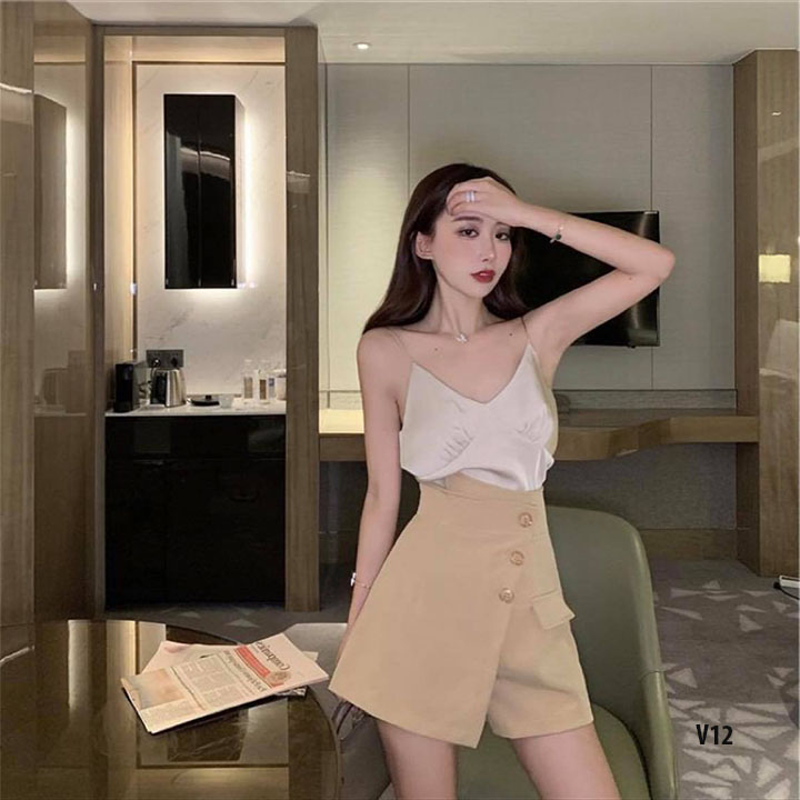Quần giả váy, quần short vạt chéo 3 khuy