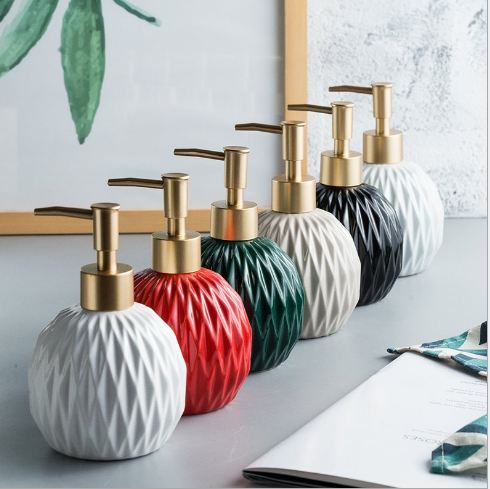 Bình Đựng Xà Phòng Vân Cẩm Thạch Decor Nhà Tắm, Chai Sứ Đựng Dầu Gội Sữa Tắm 400ml Gốm Xứ Cao Cấp Trong Nhà Tắm Khách Sạn