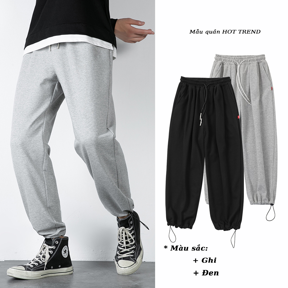 Quần Ống Rộng Nam Quần Cutlotte Có Dây Rút Gấu Mặc 2 Kiểu Suông Hoặc Bo Năng Động Chất Thun Co Giãn Mẫu Mới Về Năm 2021 Phong Cách SMARTLY GIRL JOGGER NAM 9000064C8