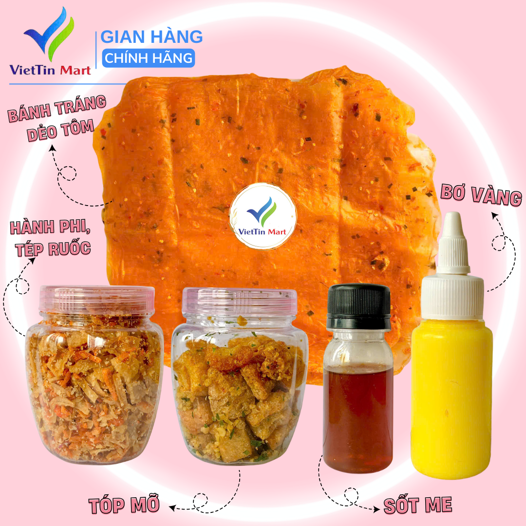 Combo Bánh Tráng Phơi Sương Tóp Mỡ Hành Phi 350G VIETTIN MART