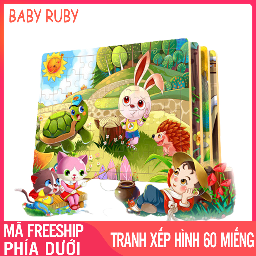 Tranh Xếp Hình Cho Bé - 60 Mảnh Đủ Mẫu Hình Cho Bé Phát Triển Trí Tuệ - Đồ Chơi Gỗ Tranh Ghép Hình Gỗ Đồ Chơi Ghép Hình Tranh Ghép Hình Cho Bé Tranh Ghép Gỗ 60 Miếng Tranh Xep Hinh Đồ Chơi Xếp Hình - Baby Ruby