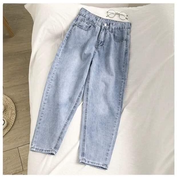 Quần Baggy Jean Nữ Màu Xanh Trơn Chất Bò Thơi Trang Cao Cấp Mẫu Mới Thỏ Tây Shop94 MS165