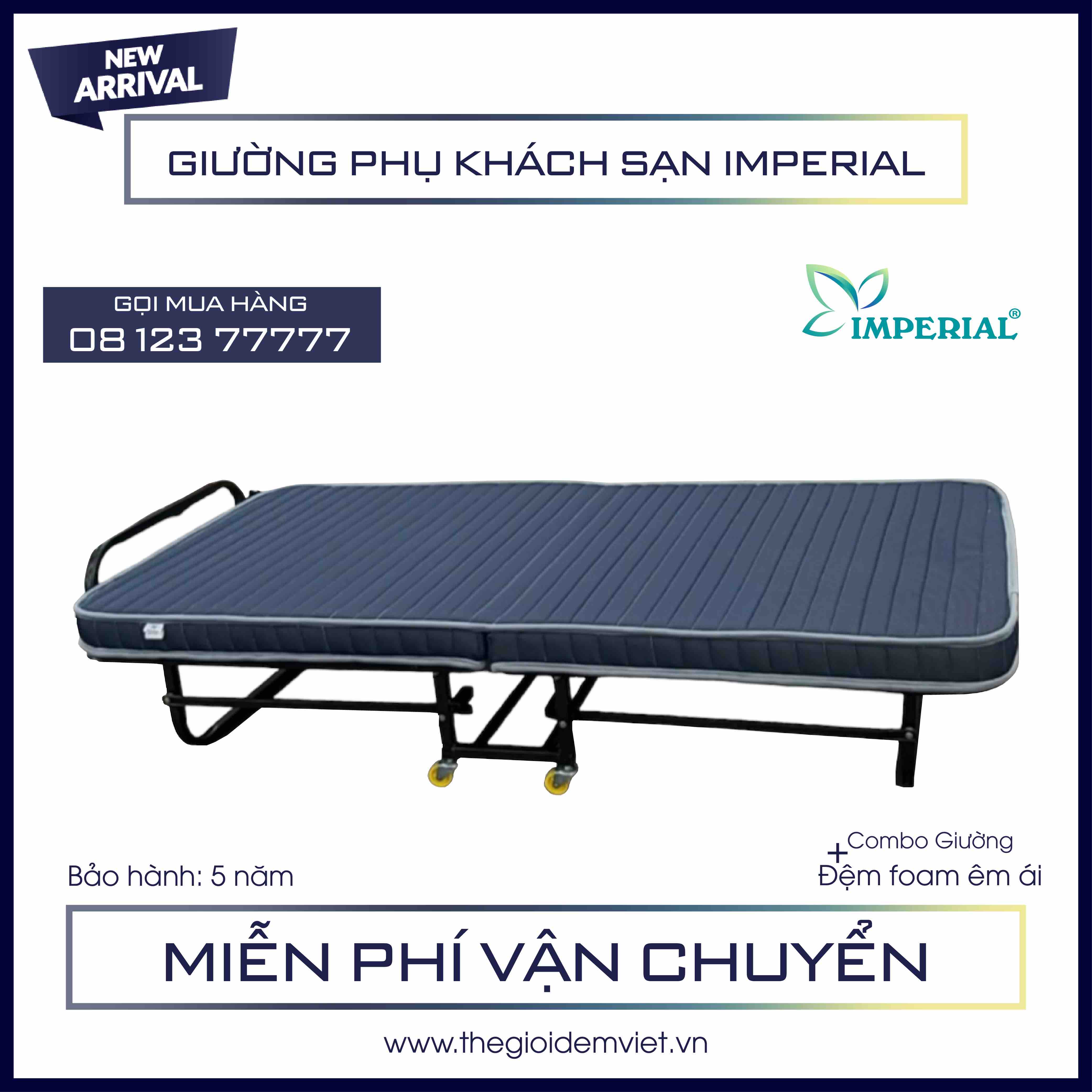 Combo giường phụ khách sạn , căn hộ + đệm foam êm ái - imperial - hàng chính hãng