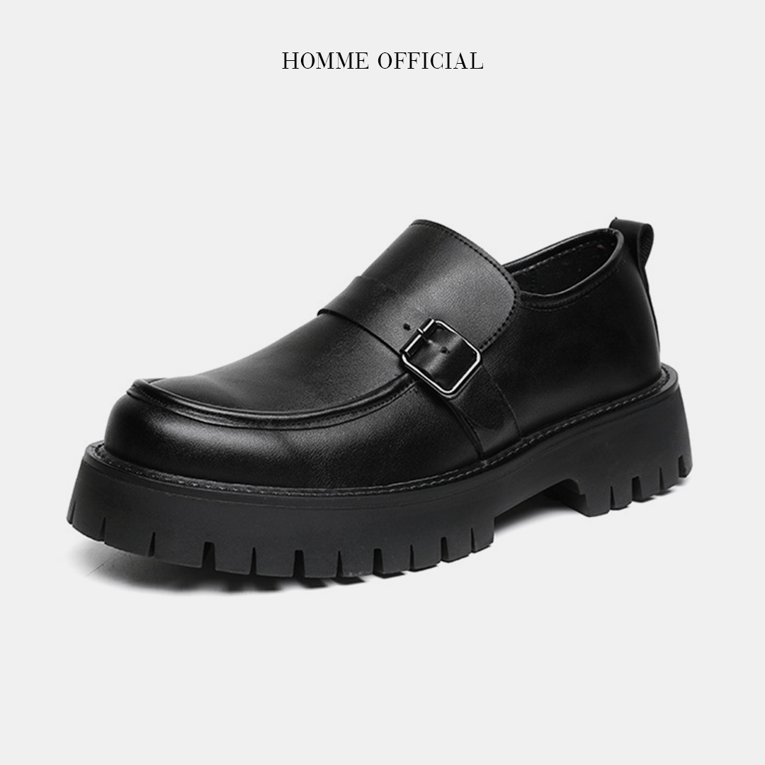 Giày chunky loafers đế đúc 4,5cm cao cấp, giày da nam homme tăng chiều cao 8051-r