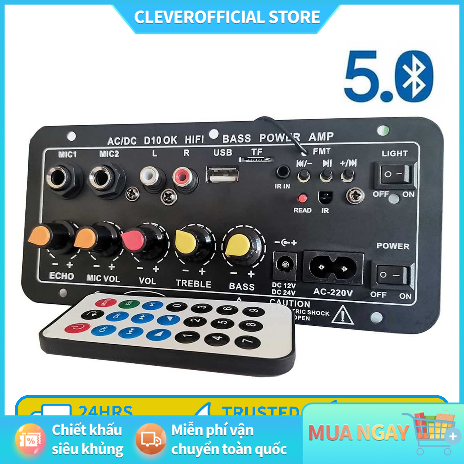 Bảng khuếch đại âm thanh-Bảng Mạch Khuếch Đại Âm Thanh Bluetooth Bộ Khuếch Đại Âm Thanh Stereo Hifi, Điện Kỹ Thuật Số Amp AC 220V 12V 24V  Loa siêu trầm D10 + Bluetooth 5.0