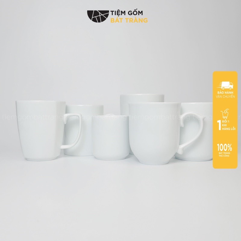 Cốc sứ uống nước bộ ly sứ men trắng cốc uống trà cafe sứ bát tràng cao cấp nhiều kiểu dáng gốm sứ bát tràng