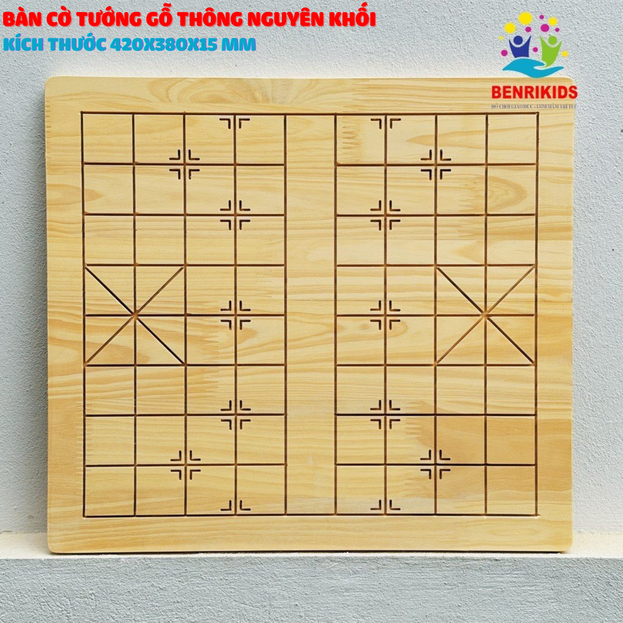 Benrikids new version of pine wood monolithic chess board for all ages