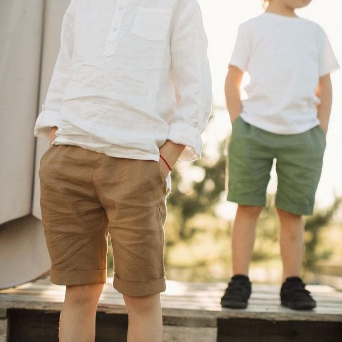 Quần Shorts Linen Cao Cấp Cho Bé Trai Phong Cách
