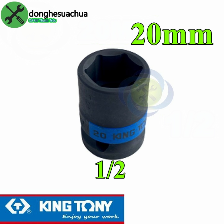 Tuýp 20mm loại 1/2 kingtony 453520m ngắn 6 cạnh màu đen