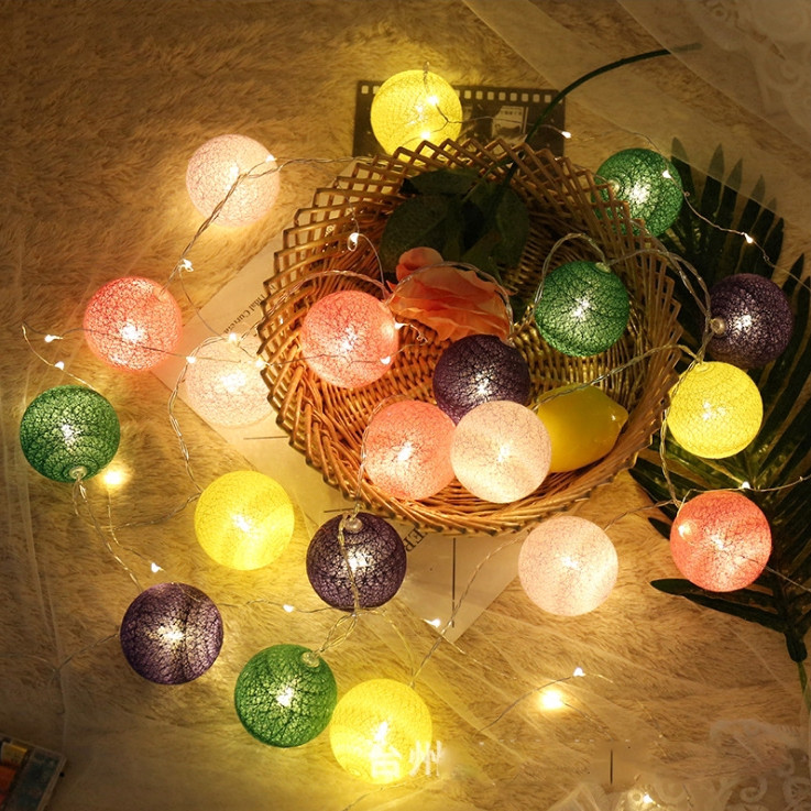 Dây Đèn Led Cotton Ball Trang Trí Lều Chơi Cho Bé - Đèn Led nháy, thảm chơi cho bé