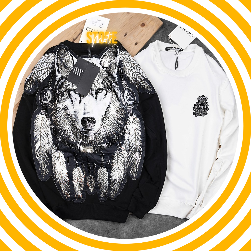 Áo nỉ nam Hình Sói đính đá cao cấp bao ngầu, truất đừng hỏi