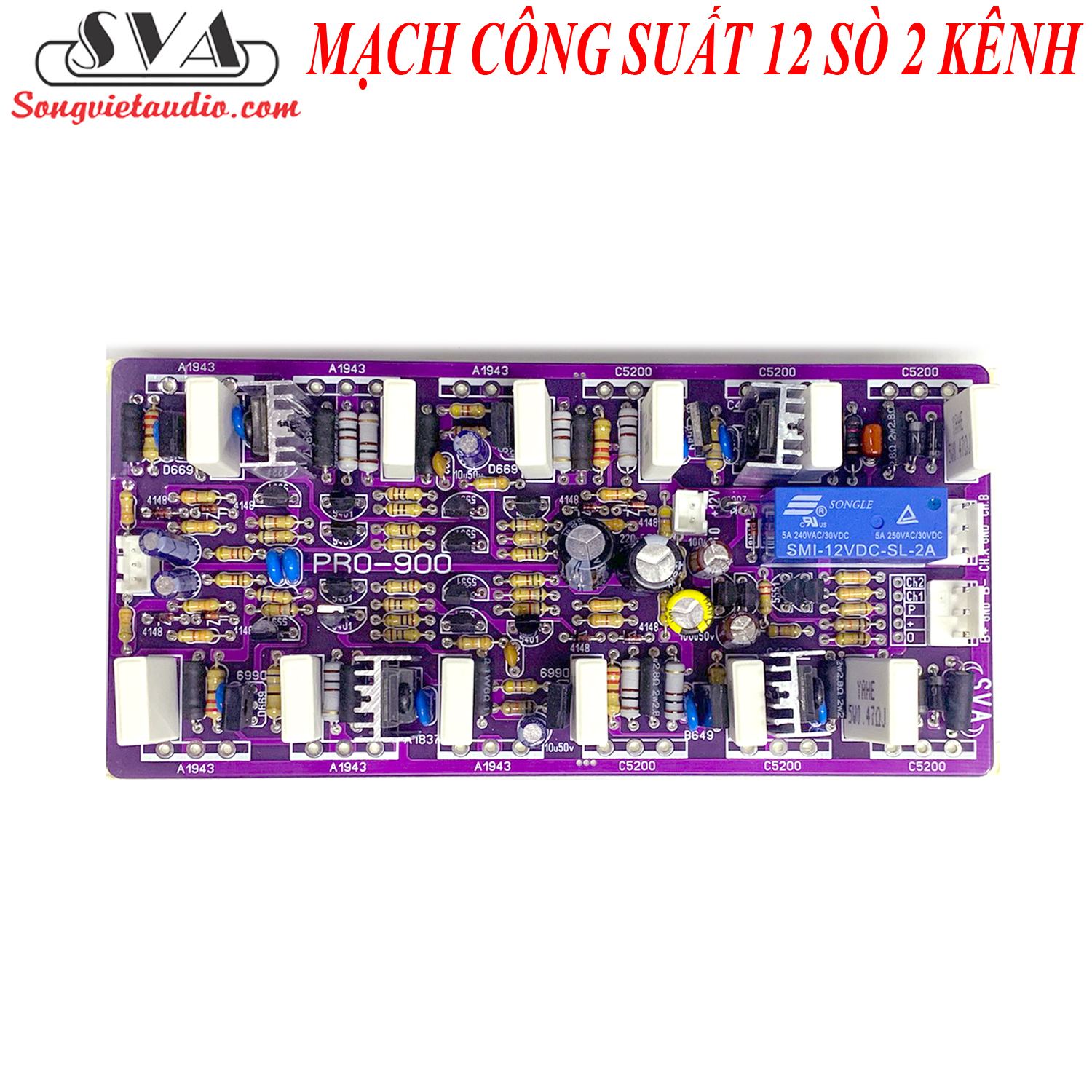 Mạch công suất 12 sò 2 kênh sợi thủy tinh - 1 mạch